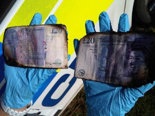 Water damaged notes from river Spalding PIC: Lincolnshire police Water damaged notes from river Spalding PIC: Lincolnshire police