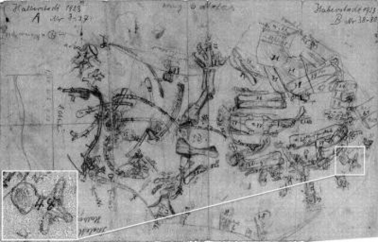 image of original excavation field map from Halberstadt, 1923