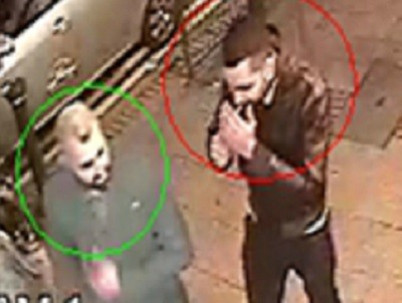 Man in green circle sought by police for needle attack suspect, circled in red (West Midlands Police) Man in green circle sought by police for needle attack suspect, circled in red (West Midlands Police)