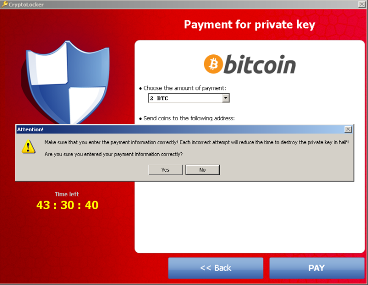 CryptoLocker Ransomware Trojan is paid by Bitcoins