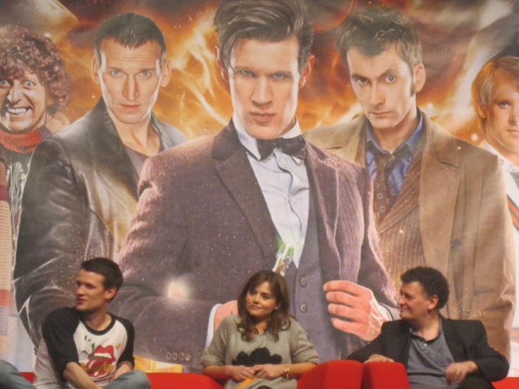 (L-R) Matt Smith, Jenna Coleman, Steven Moffat at the Doctor Who 50th Anniversary celebration in London (Photo: Lianna Brinded, IBTimes UK)