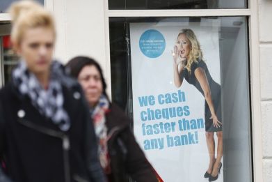 The UK payday lending sector, which is worth £2bn ($3bn, €2.3bn) in the UK. The sector in 2013 has doubled from that of 2008 to 2009. (Photo: Reuters)