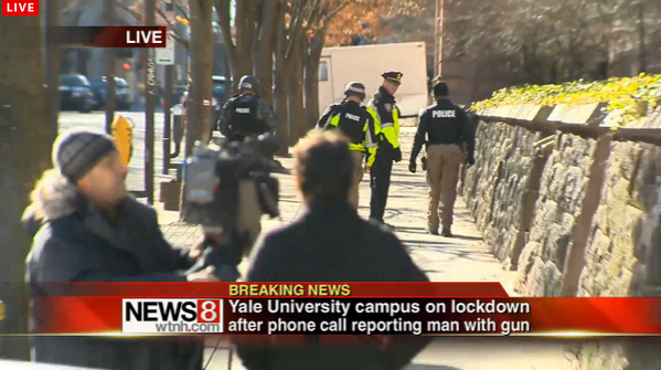 Armed police at Yale University after reports of gunman PIC: News 8 Armed police at Yale University after reports of gunman PIC: News 8