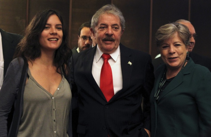 Former Brazilian President Luiz Inacio Lula da Silva, former Chilean student movement leader and deputy elected Camila Vallejo (L) and Executive Secretary of the United Nations Economic Commission for Latin America and the Caribbean (ECLAC) Alicia Barcena