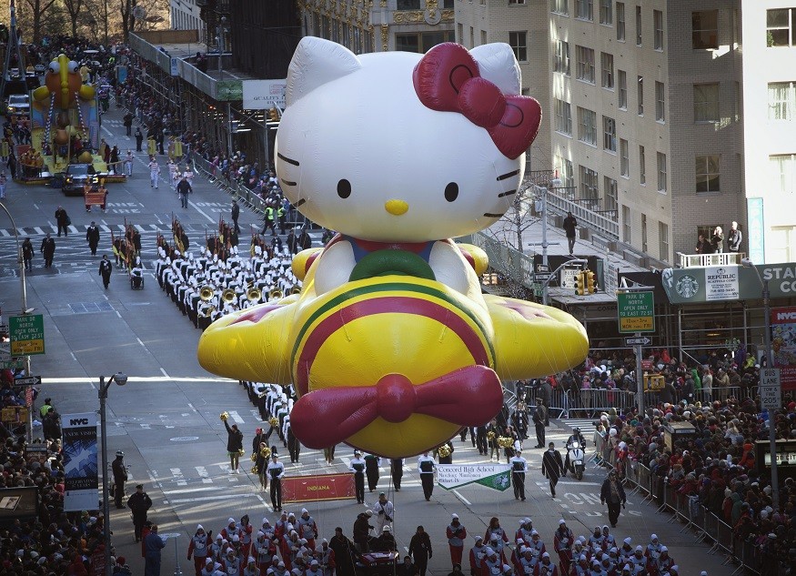 The Hello Kitty inflatable in 6th Avenue during the Thanksgiving Day Parade, New York