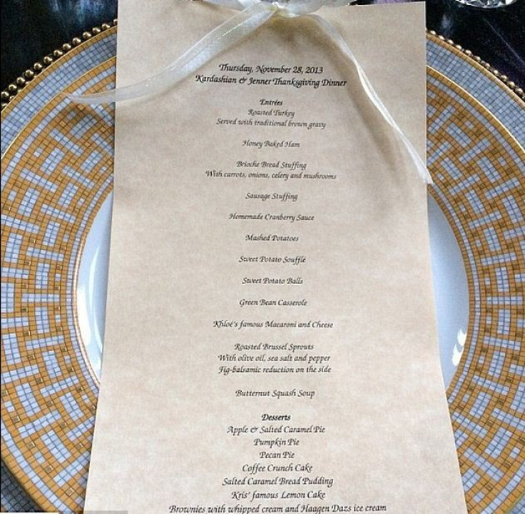 The elaborate menu[Krisjenner/Instagram]