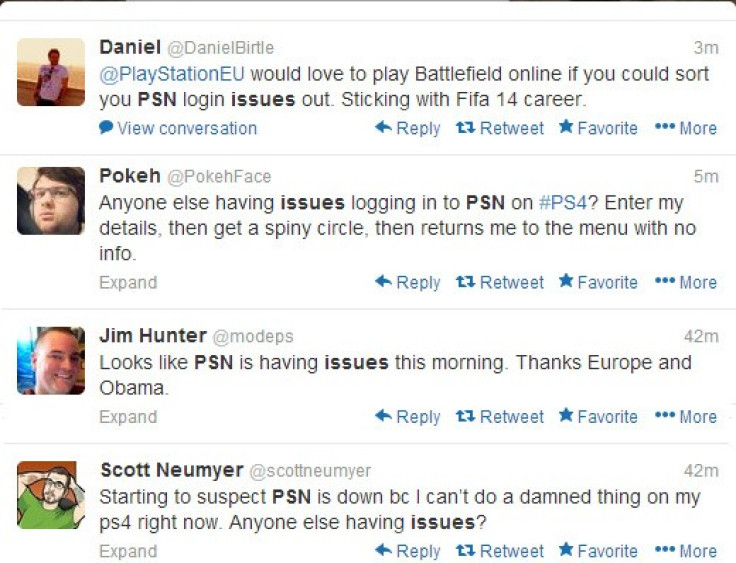PlayStation 4 users tweeting about PSN login problems