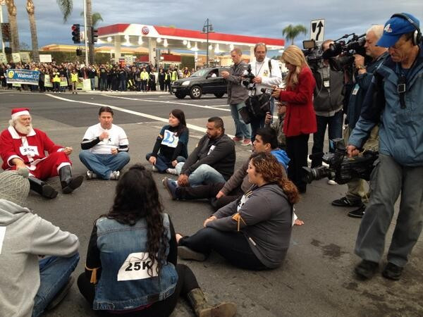 Santa, Walmart supporters and warehouse workers arrested