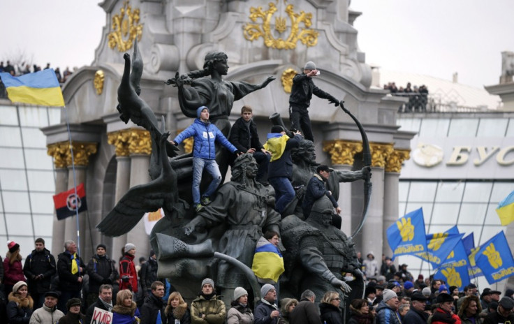 Supporters of EU integration hold a rally in the Maidan Nezalezhnosti or Independence Square in central Kiev,