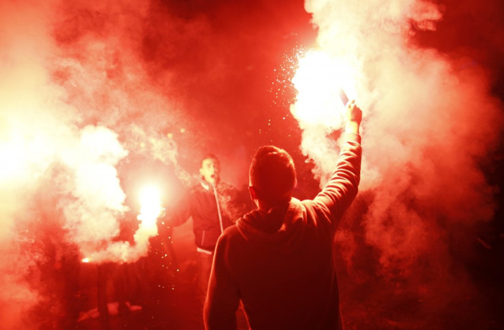 Illegal use of flares on the rise at football grounds in Britain PIC: Reuters