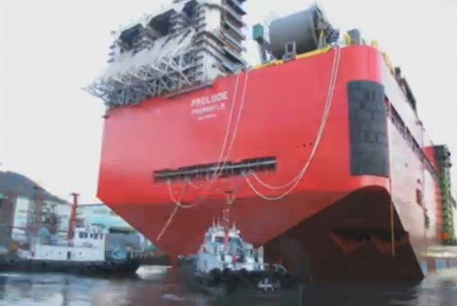 Shell Prelude is towed out of shipyard PIC: BBC