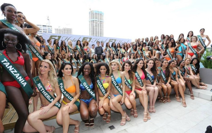 Miss Earth 2013 contestants pose at the F1 Hotel Manila, the Official Residence. (Facebook/Miss Earth)