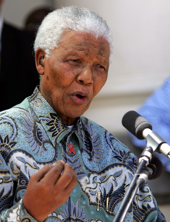 Nelson Mandela in a patterned shirt Nelson Mandela in a patterned shirt