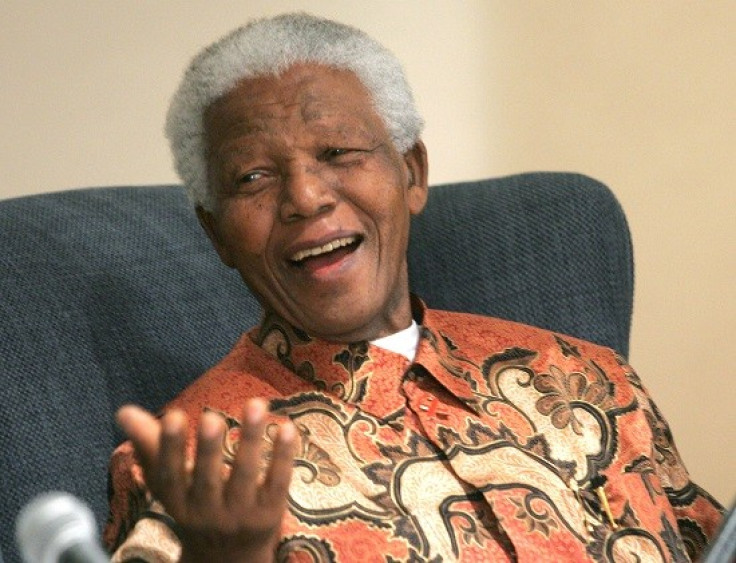 Nelson Mandela having a laugh in this vivid pattern PIC: Reuters