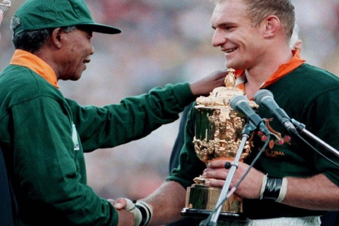 A moment of history pointing the way forward for South Africa, as Mandela hands Francois Pienaar the World Cup in 1995 PIC: Reuters