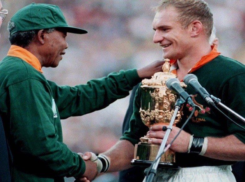 A moment of history pointing the way forward for South Africa, as Mandela hands Francois Pienaar the World Cup in 1995 PIC: Reuters