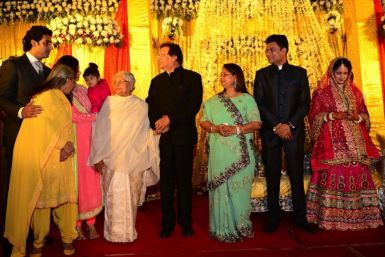 Abhishek Bachchan, Jaya, Aishwarya Rai Bachchan and Aaradhya  in Bhopal at family wedding. (Facebook/AmitabhBachchan)