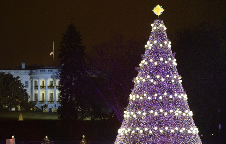 The US national Christmas tree stands in front of the White House in Washington D.C. (Reuters)