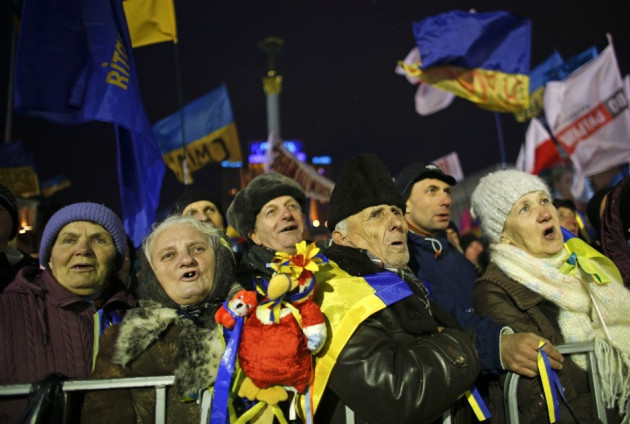 People attend a rally organized by supporters of EU integration in central Kiev. People attend a rally organized by supporters of EU integration in central Kiev.