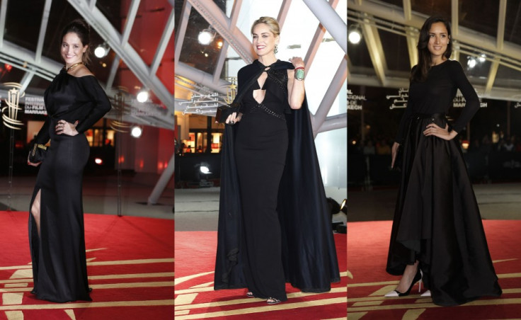L to R: Belgian actress Marie Gillain, Sharon Stone and French actress Sarah Kazemy wow in black. (Reuters)