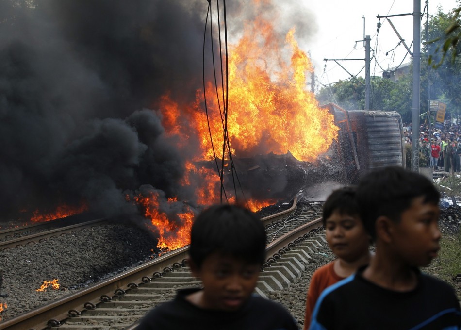 Jakarta train truck crash