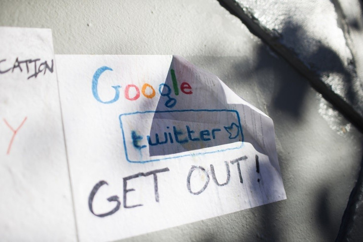 Protest slogan against Google in San Francisco PIC: Reuters