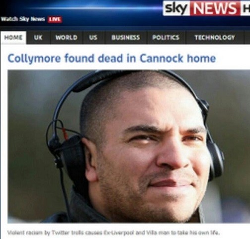 This sinister image was sent to Collymore by Twitter trolls This sinister image was sent to Collymore by Twitter trolls
