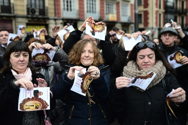 Women protesting against Cásate y sé Sumisa tear up the cover of the book, last month PIC: Reuters