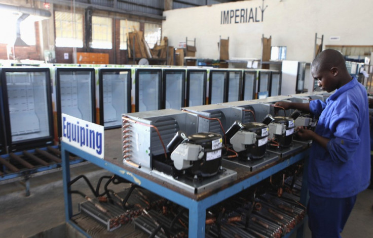 An employee works in a fridge manufacturing company in the capital Harare