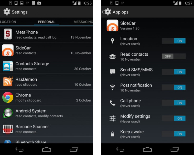 Google has removed the App Opps Launcher security feature from Android 4.4.2.