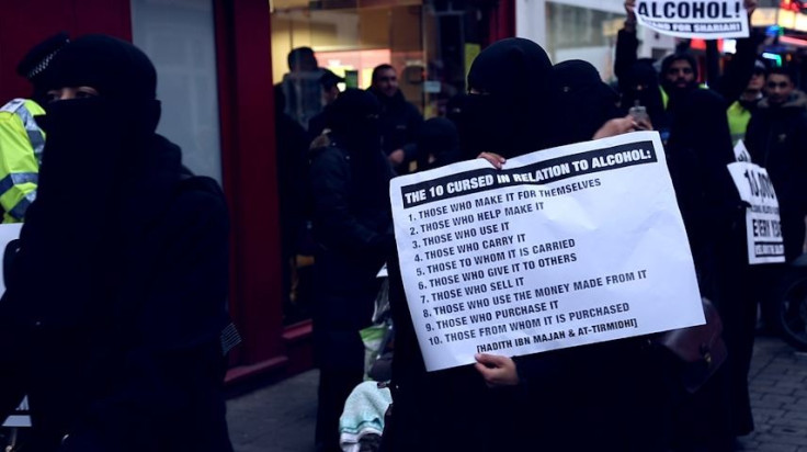 Anjem Choudary at Shariah Project protest in Brick Lane PIC: IBTimes.co.uk