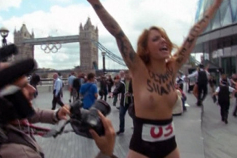Topless Women protest against Olympics committee