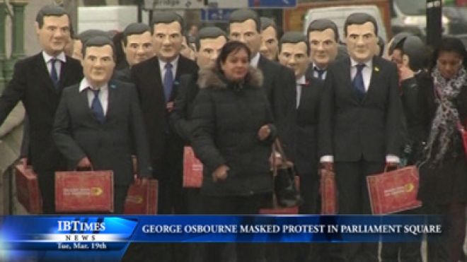 George Osborne Mask Protest Demands UK Tackle Tax Avoidance And Global Hunger