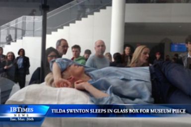 Tilda Swinton Sleeps In Glass Box For NY Museum Performance