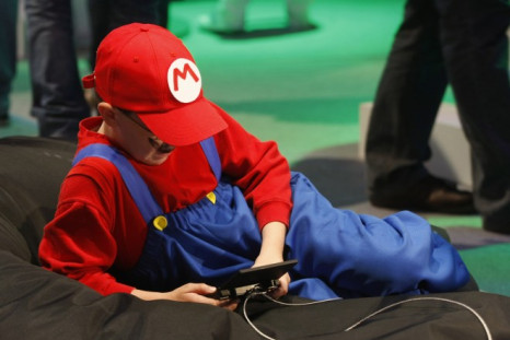 Young boy playing video games