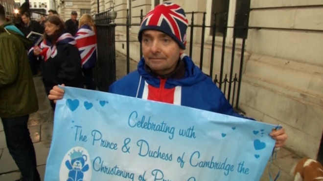 Royal Fans Gather For Christening Of British Prince