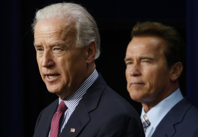 U.S. Vice President Biden and speaks alongside California Governor Schwarzenegger in Washington U.S. Vice President Biden and speaks alongside California Governor Schwarzenegger in Washington