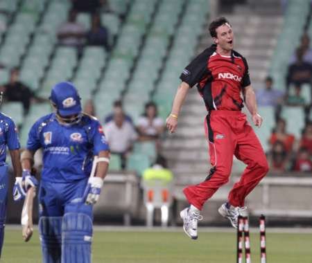 Mumbai Indians Sachin Tendulkar reacts after being bowled by South Austrian Redbacks Gary Putland