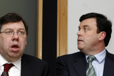 Ireland's Prime Minister Brian Cowen and Minister of Finance Brian Lenihan attend a news conference - file photo.