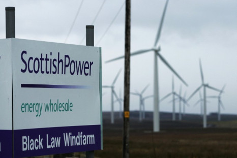 A general view shows the main entrance to the Scottish Power owned Black Law wind farm in Lanarkshire