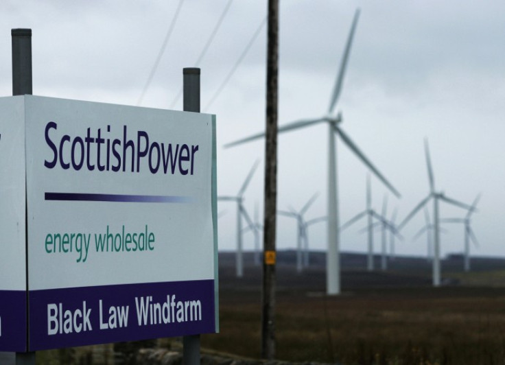 A general view shows the main entrance to the Scottish Power owned Black Law wind farm in Lanarkshire