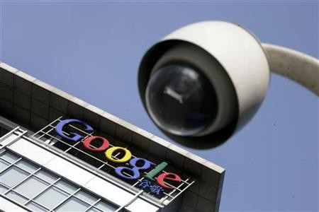 The Google logo is seen on the top of its China headquarters building in Beijing