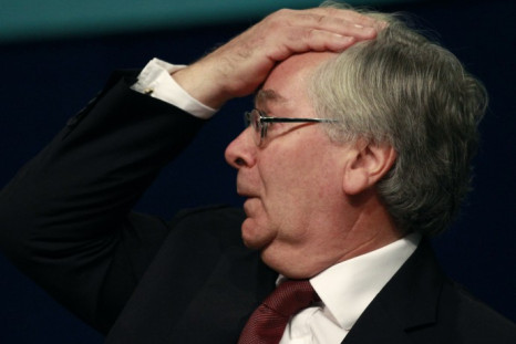 Bank of England Governor Mervyn King gestures during a speech