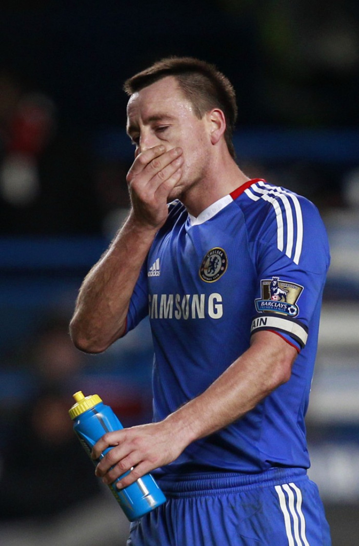 Chelsea's John Terry reacts after their English Premier League soccer match against Everton in London.