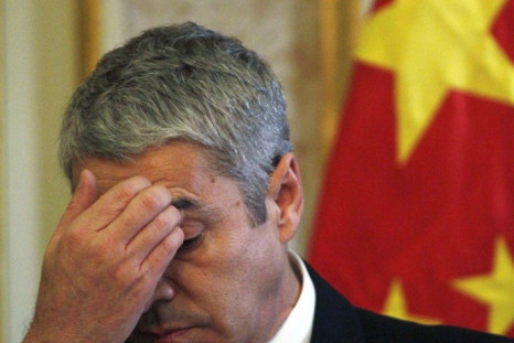Portugal's Prime Minister Jose Socrates gestures during a meeting with China's President Hu Jintao at Necessidades Palace