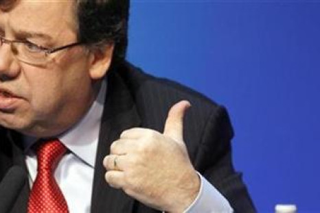 Ireland's Prime Minister Brian Cowen speaks at a news conference at Government Buildings in Dublin