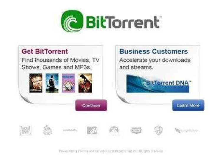 A screen grab of BitTorrent.com