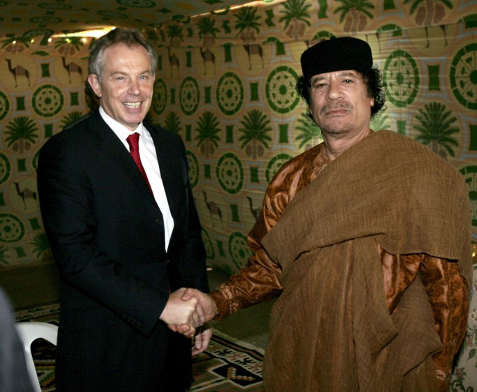 Col. Gaddafi of Libya, seen here with British Prime Minister Tony Blair is described as vain by British diplomats Col. Gaddafi of Libya, seen here with British Prime Minister Tony Blair is described as vain by British diplomats