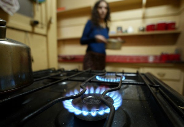 Natural gas burns in a stove Natural gas burns in a stove