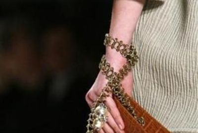 A model presents a creation from the Brian Reyes Fall 2009 collection during New York Fashion Week